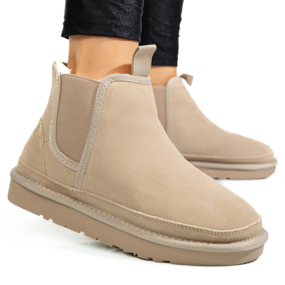 GHETE DAMA IMBLANITE PIELE NATURALA INTOARSA BEJ 1S77208