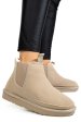 Ghete dama imblanite piele naturala intoarsa bej 1s77208