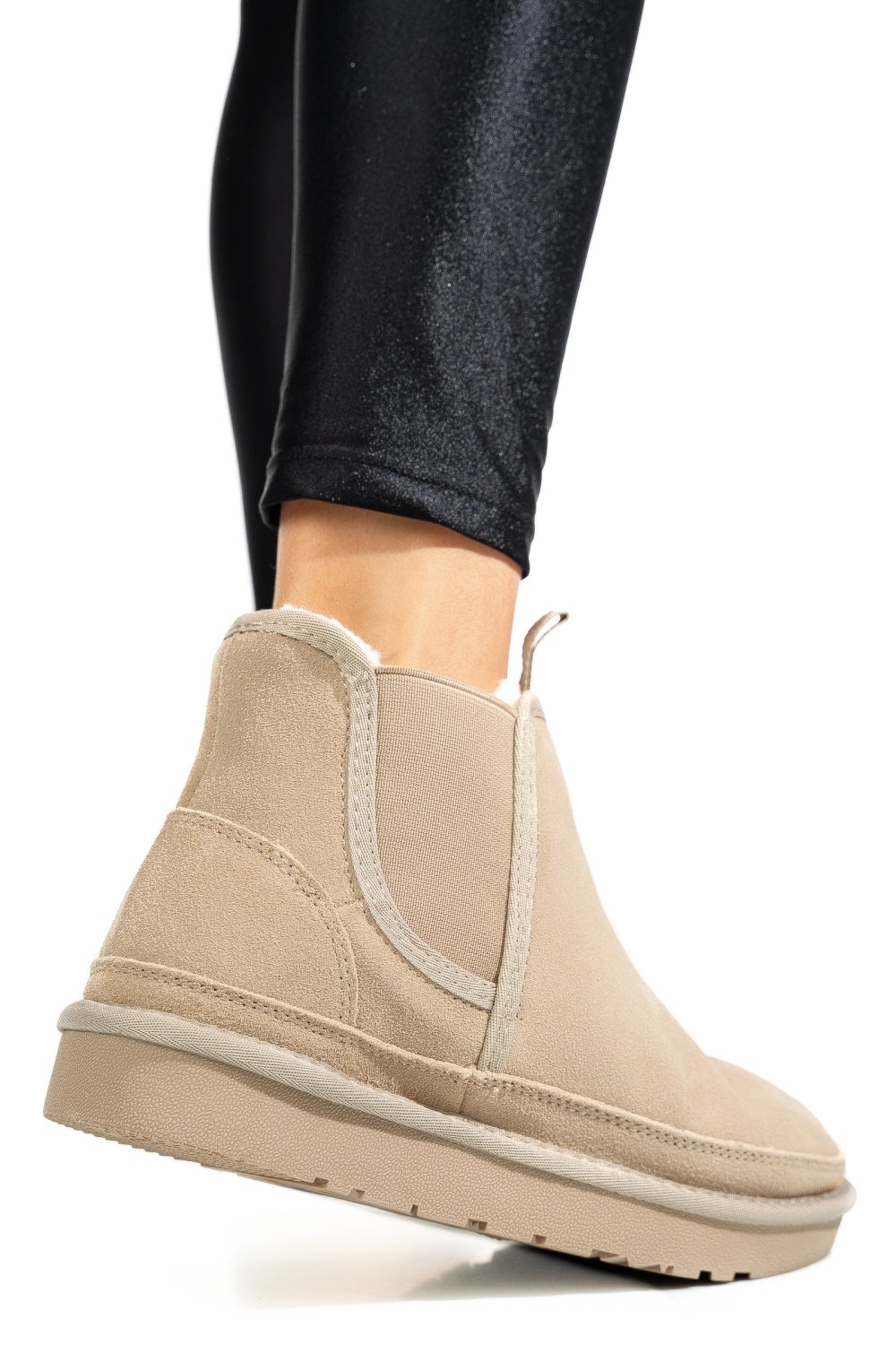 GHETE DAMA IMBLANITE PIELE NATURALA INTOARSA BEJ 1S77208