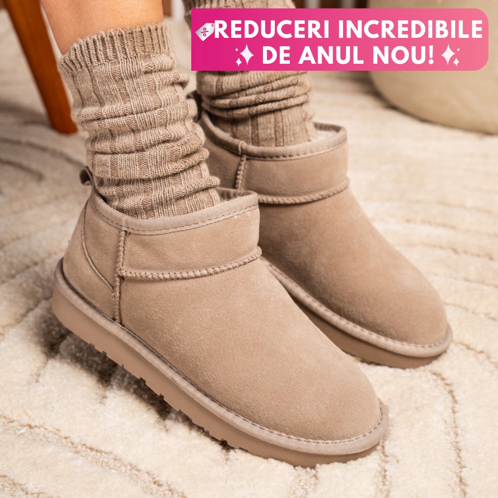 GHETE DAMA IMBLANITE PIELE NATURALA INTOARSA TAUPE 1S771200