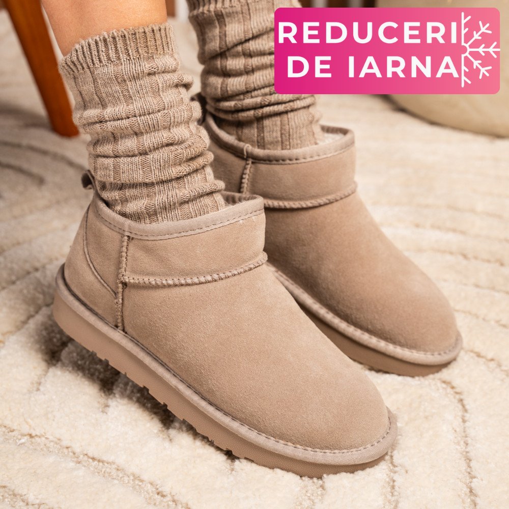 GHETE DAMA IMBLANITE PIELE NATURALA INTOARSA TAUPE 1S771200