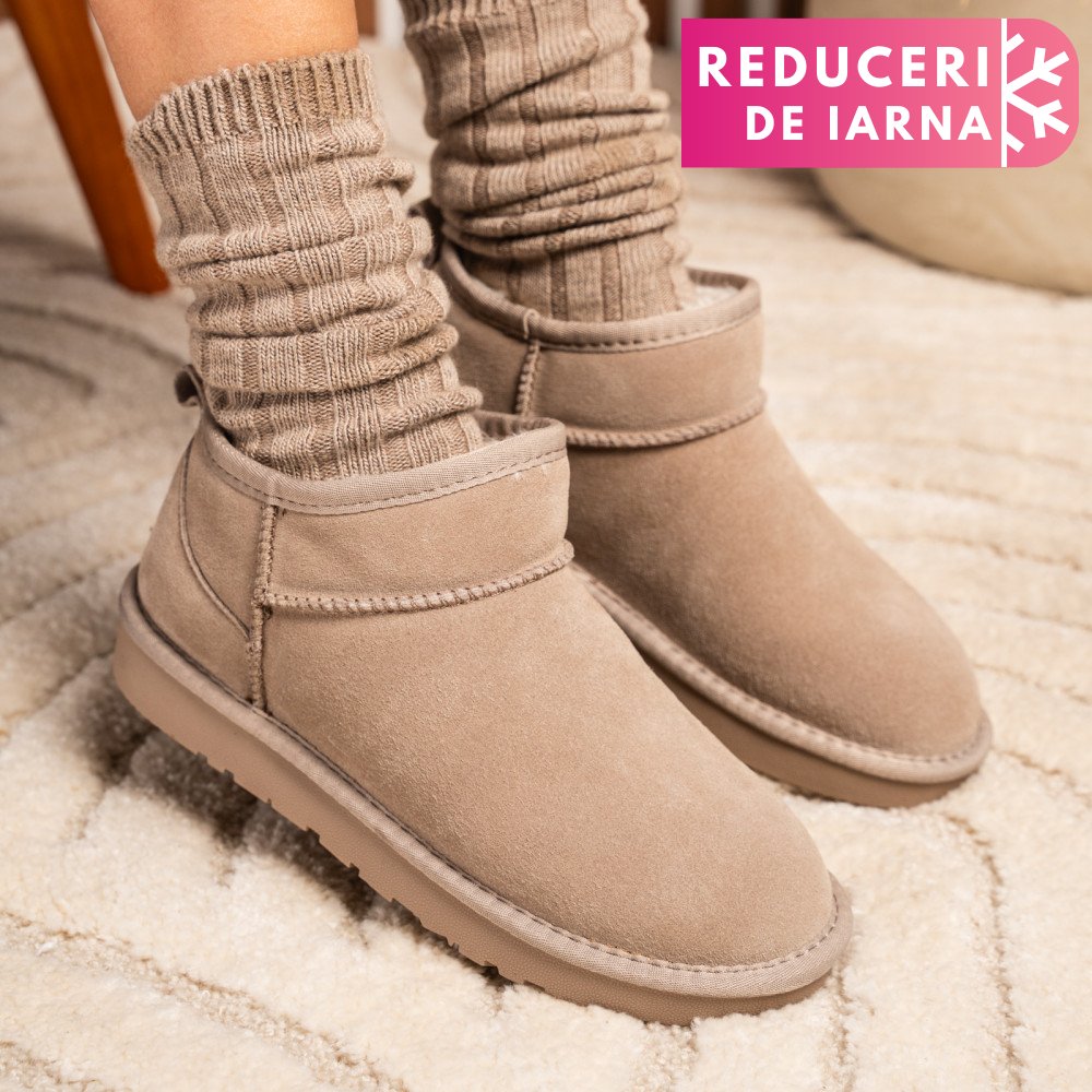 GHETE DAMA IMBLANITE PIELE NATURALA INTOARSA BEJ 1S771200