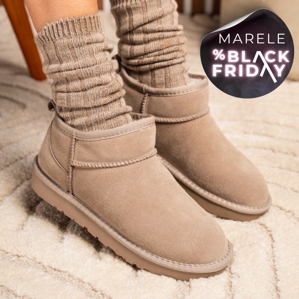 GHETE DAMA IMBLANITE PIELE NATURALA INTOARSA TAUPE 1S771200