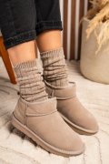 GHETE DAMA IMBLANITE PIELE NATURALA INTOARSA BEJ 1S771200