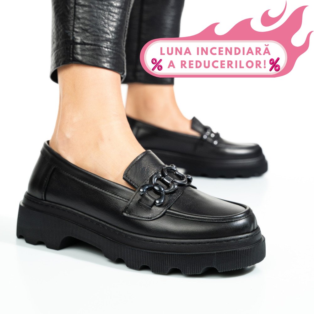 PANTOFI NEGRI PIELE NATURALA APCKD5402