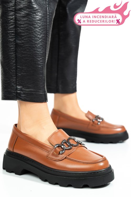 Pantofi maro piele naturala apckd5402