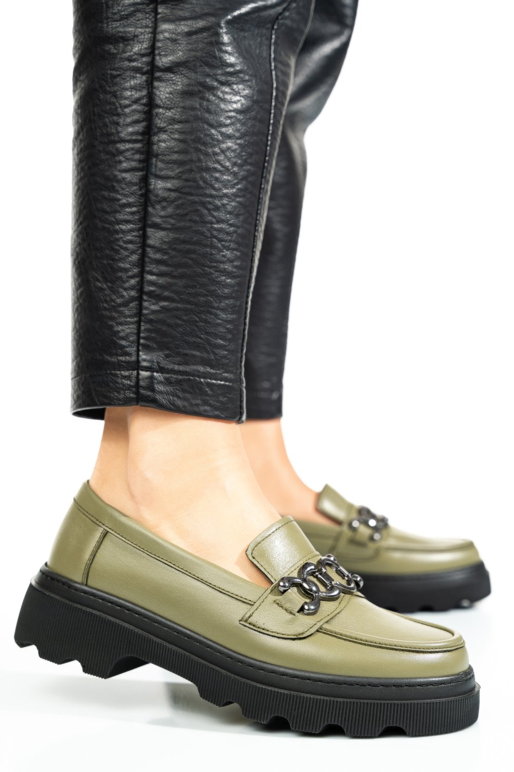 PANTOFI OLIVE PIELE NATURALA APCKD5402