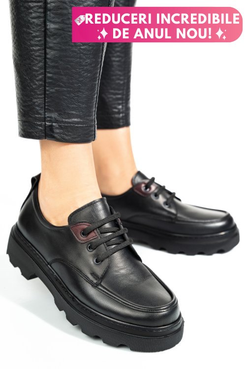 Pantofi negri piele naturala apckd7465