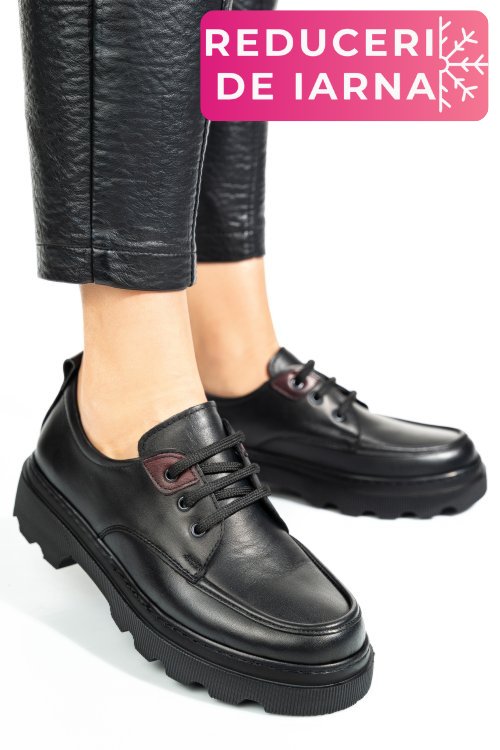 Pantofi negri piele naturala apckd7465
