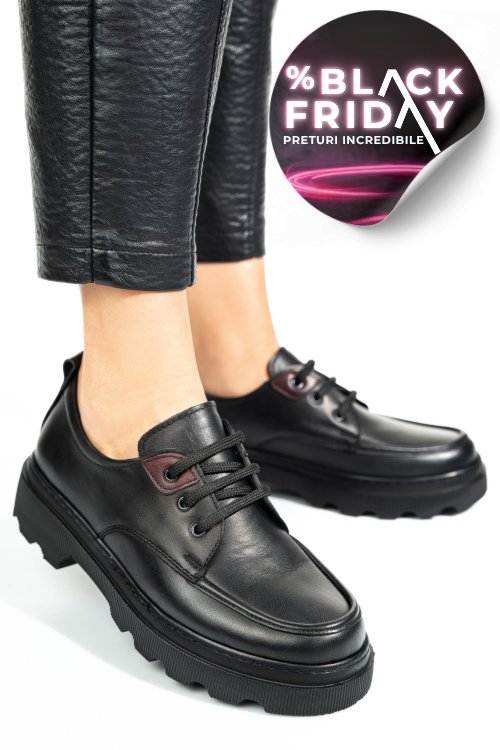Pantofi negri piele naturala apckd7465