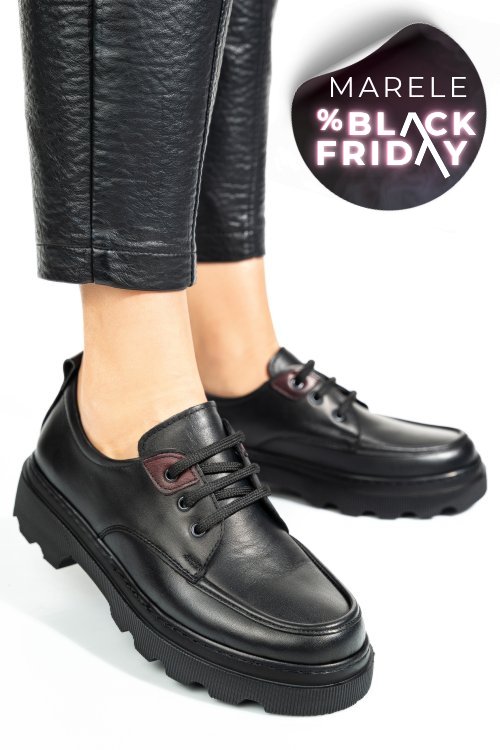 Pantofi negri piele naturala apckd7465