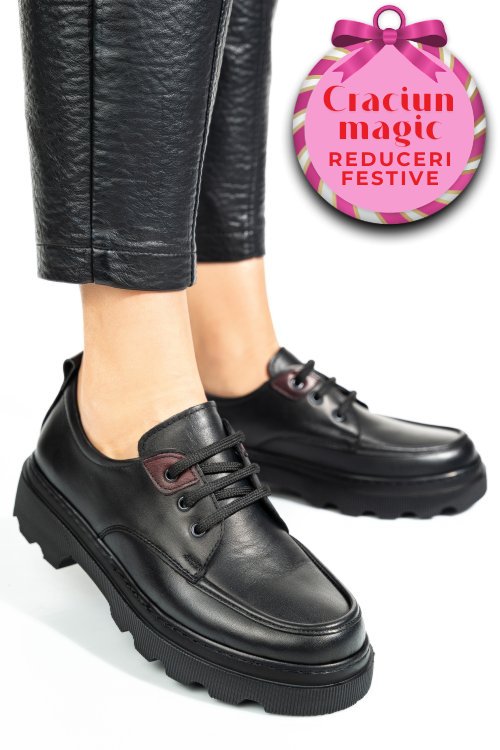 Pantofi negri piele naturala apckd7465