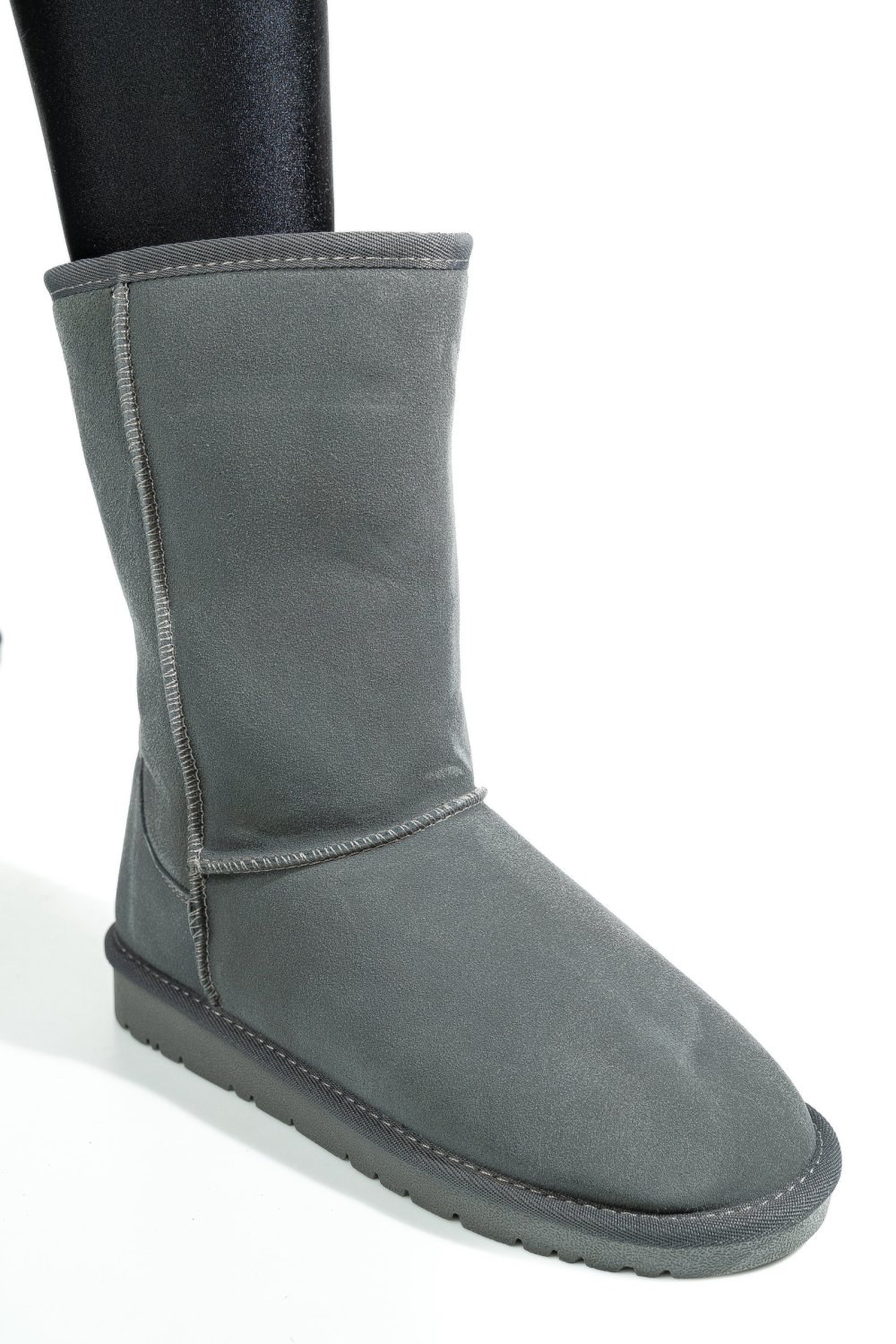 CIZME GRI PIELE NATURALA INTOARSA 5SP815