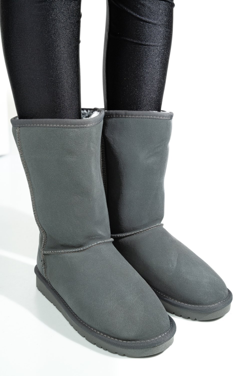 CIZME GRI PIELE NATURALA INTOARSA 5SP815