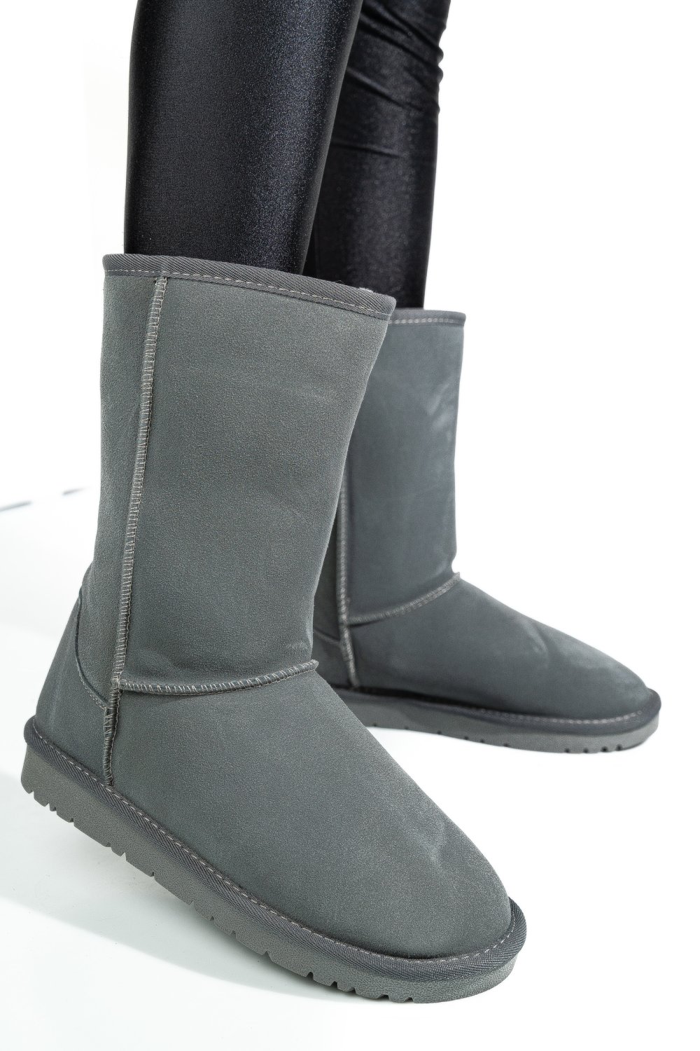 CIZME GRI PIELE NATURALA INTOARSA 5SP815