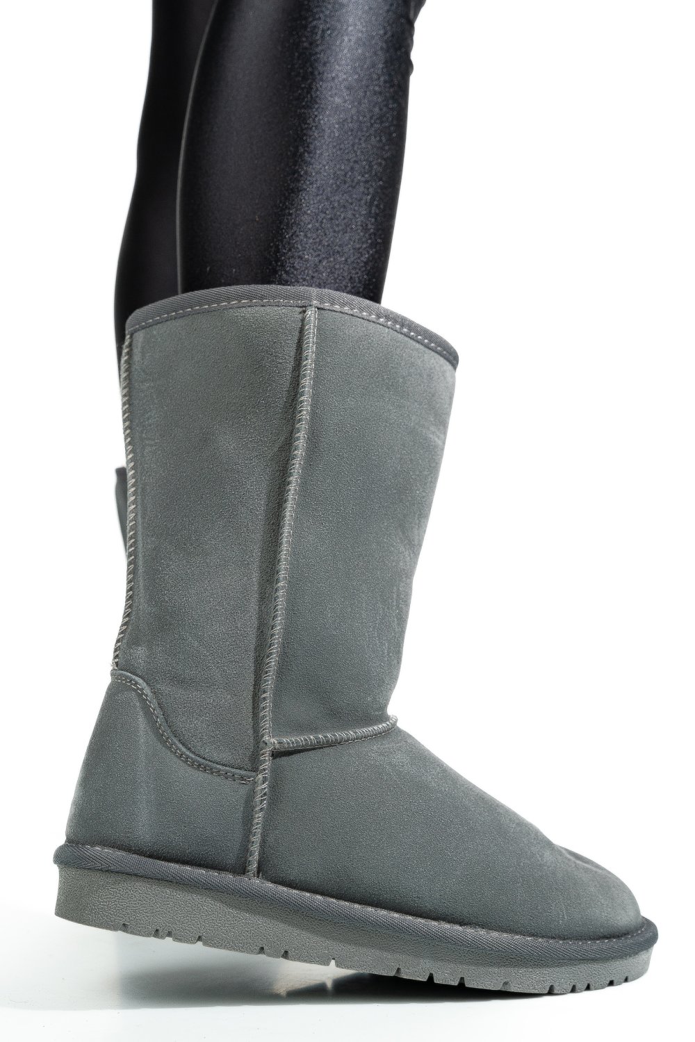 CIZME GRI PIELE NATURALA INTOARSA 5SP815