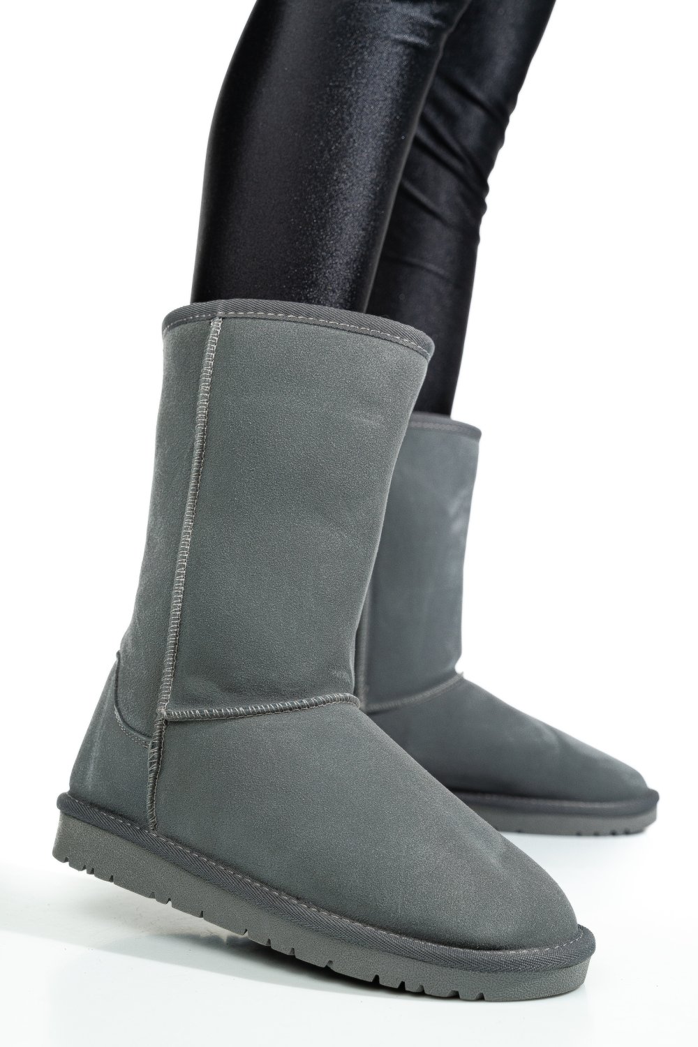 CIZME GRI PIELE NATURALA INTOARSA 5SP815