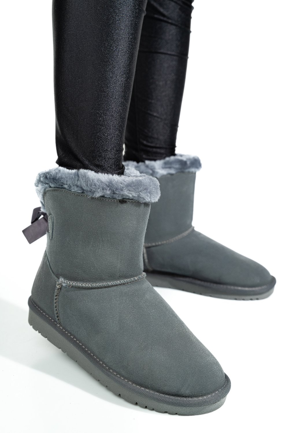 CIZME GRI PIELE NATURALA INTOARSA 8SP132
