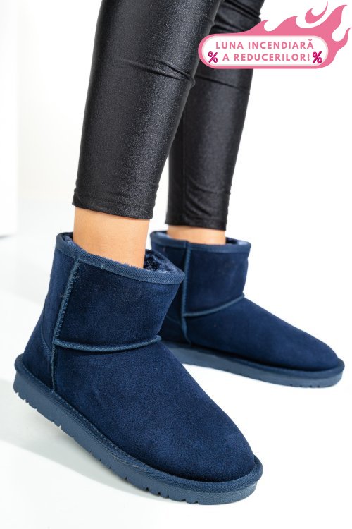 Cizme bleumarin piele naturala intoarsa 5sp854