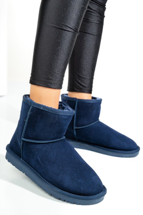 Cizme bleumarin piele naturala intoarsa 5sp854