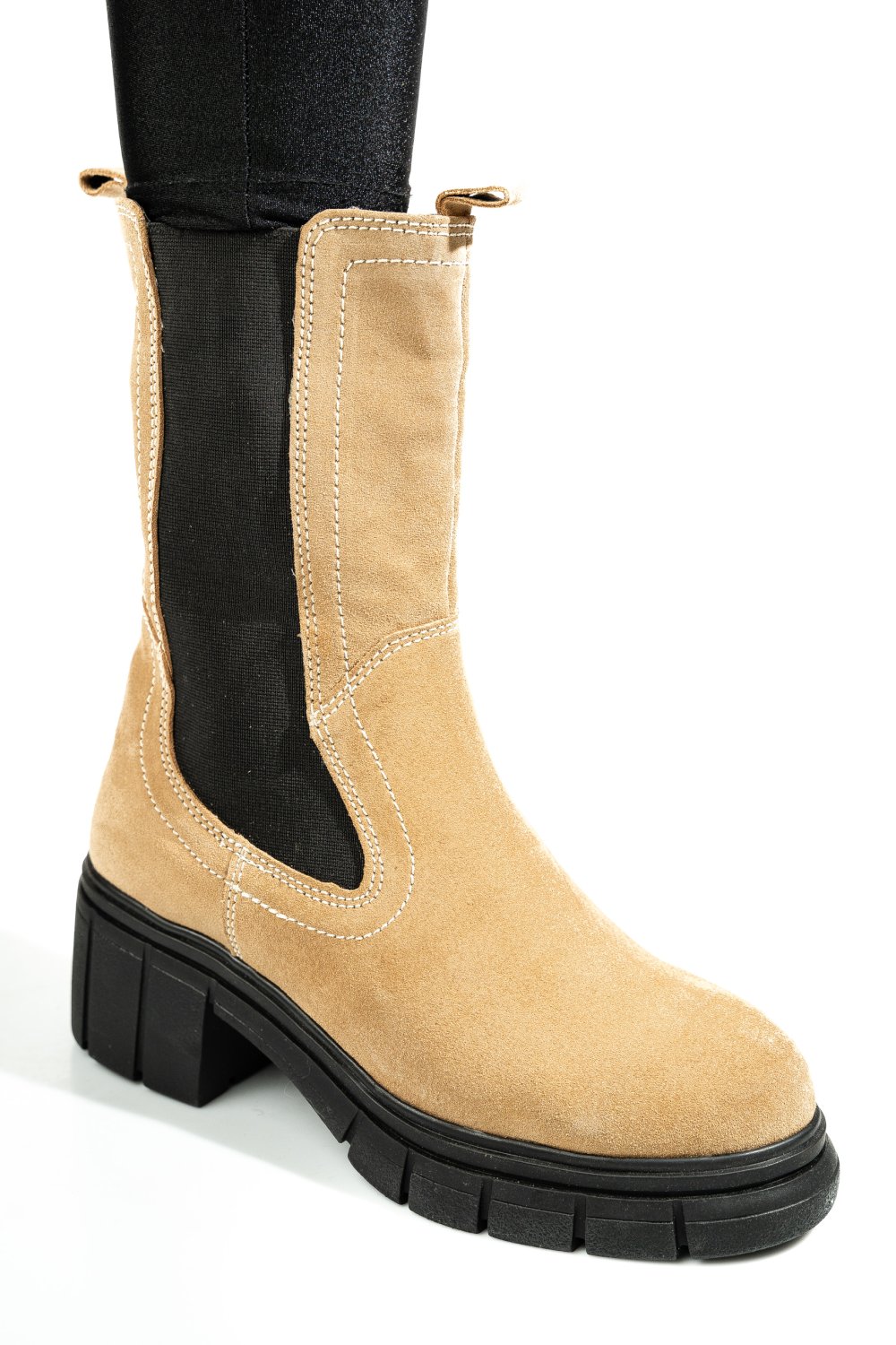 GHETE TAUPE PIELE NATURALA INTOARSA 1S770603