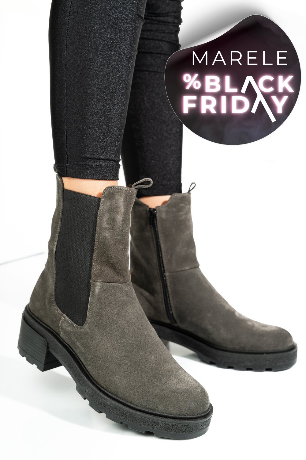 GHETE GRI PIELE NATURALA INTOARSA 2S7724