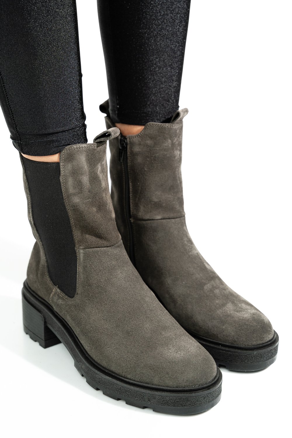 GHETE GRI PIELE NATURALA INTOARSA 2S7724