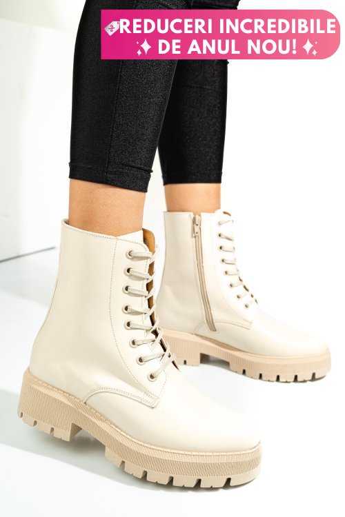 Ghete dama piele naturala crem 1s7731