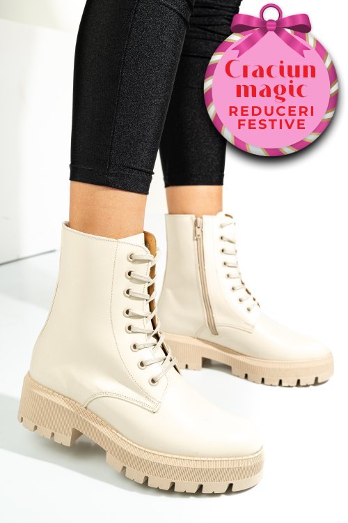 Ghete dama piele naturala crem 1s7731