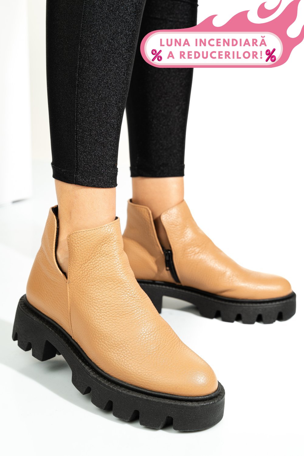 GHETE CAMEL PIELE NATURALA 0S7724