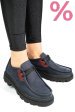 Pantofi bleumarin piele naturala nabuk apckd-9524
