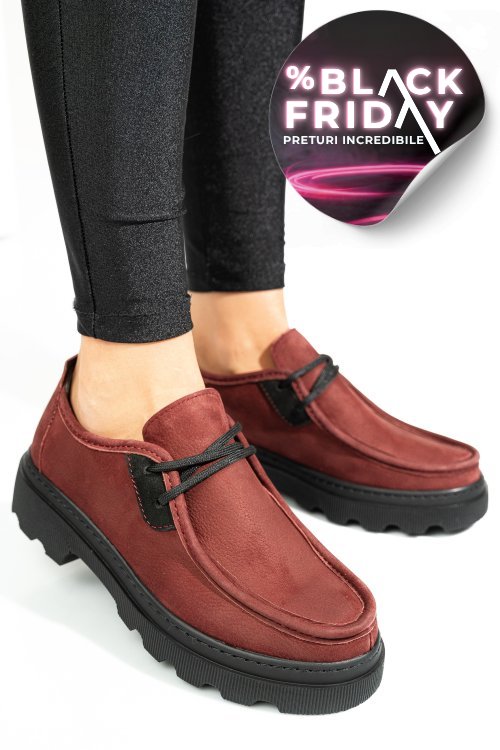 Pantofi visinii piele naturala nabuk apckd-9524