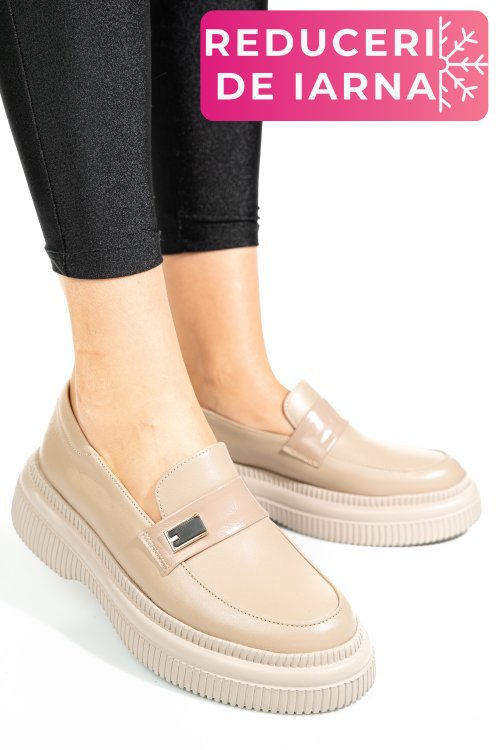 Mocasini bej piele naturala 2s7751619np