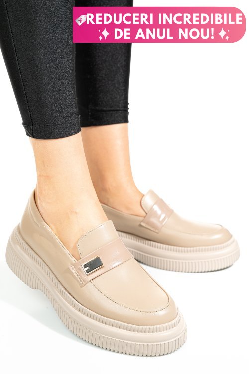 Mocasini bej piele naturala 2s7751619np