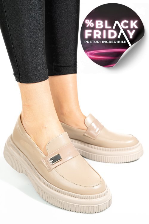 Mocasini bej piele naturala 2s7751619np