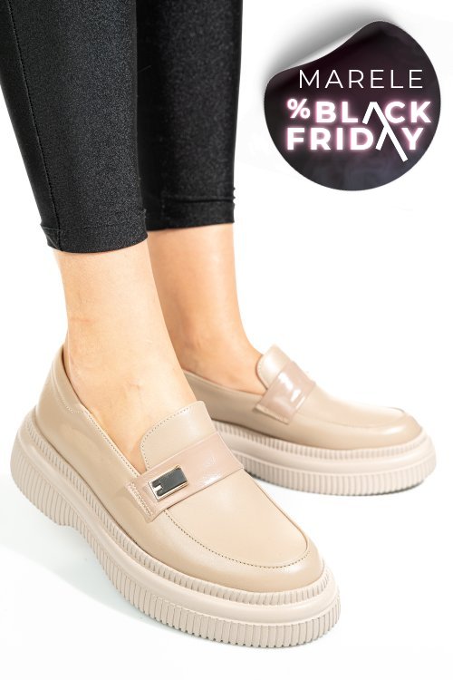 Mocasini bej piele naturala 2s7751619np