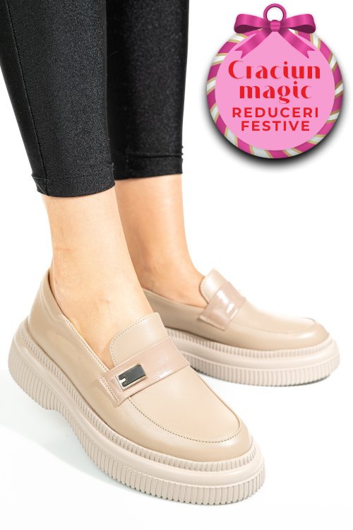 Mocasini bej piele naturala 2s7751619np