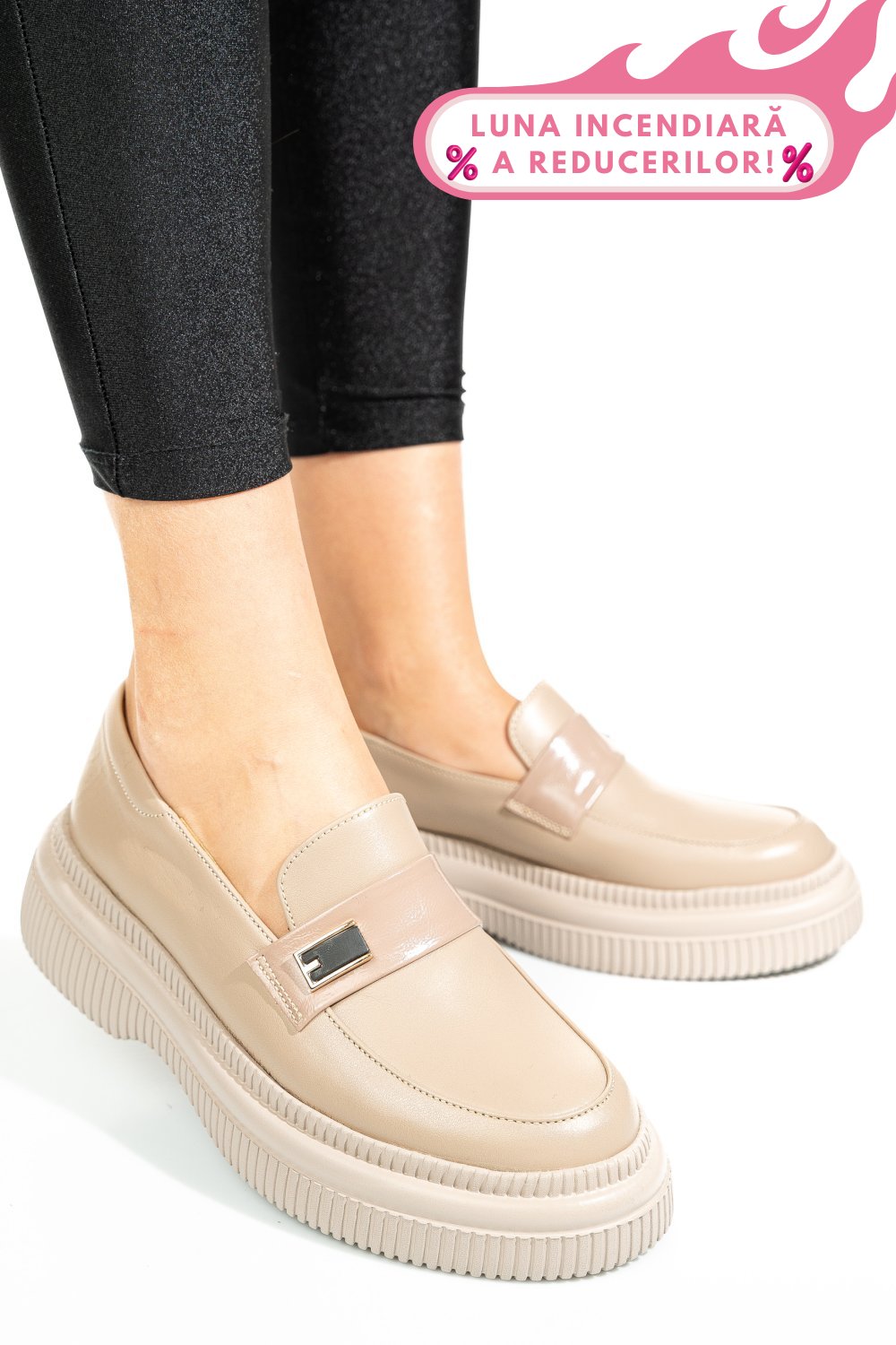 MOCASINI BEJ PIELE NATURALA 2S7751619NP