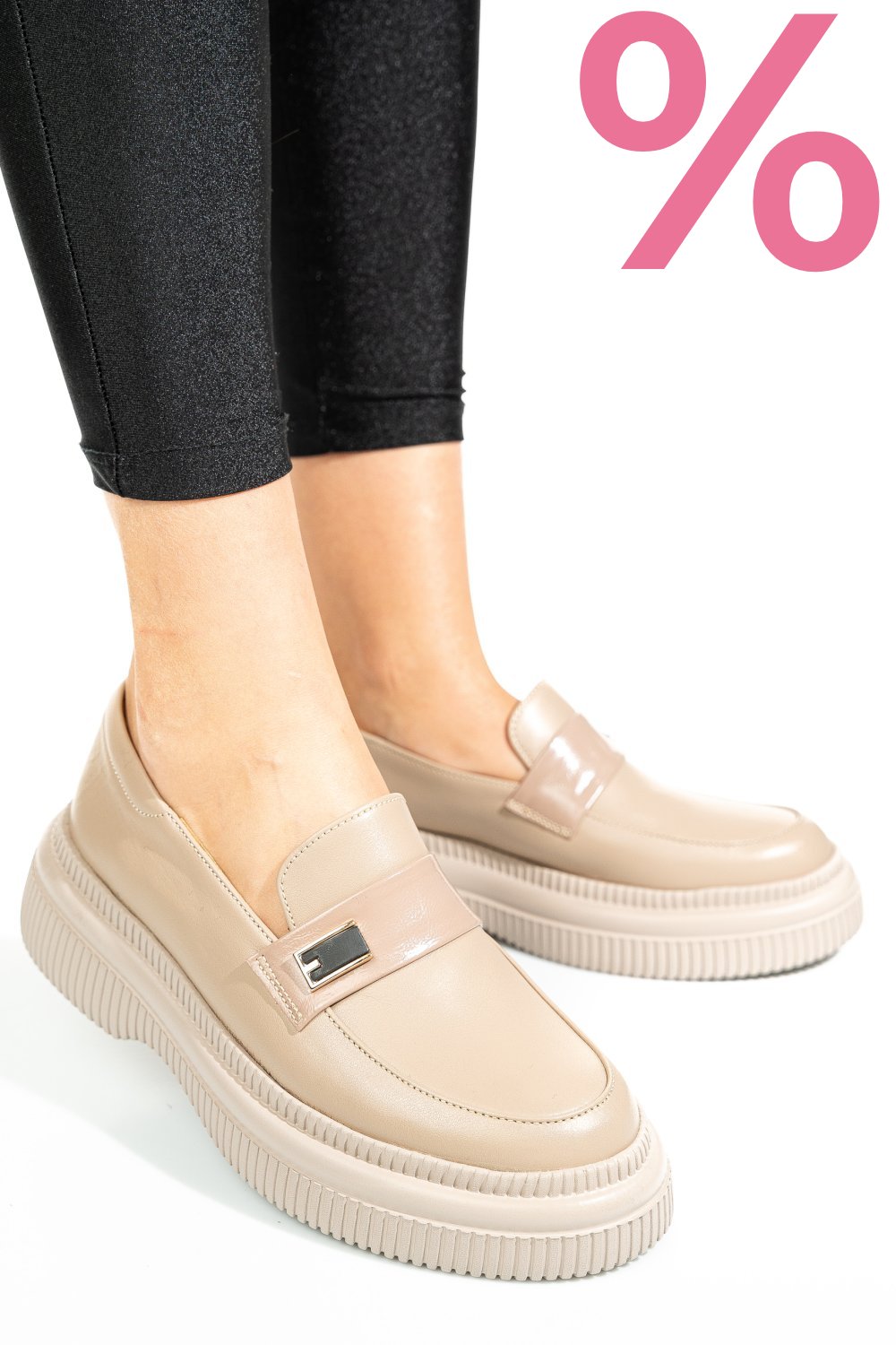 MOCASINI BEJ PIELE NATURALA 2S7751619NP