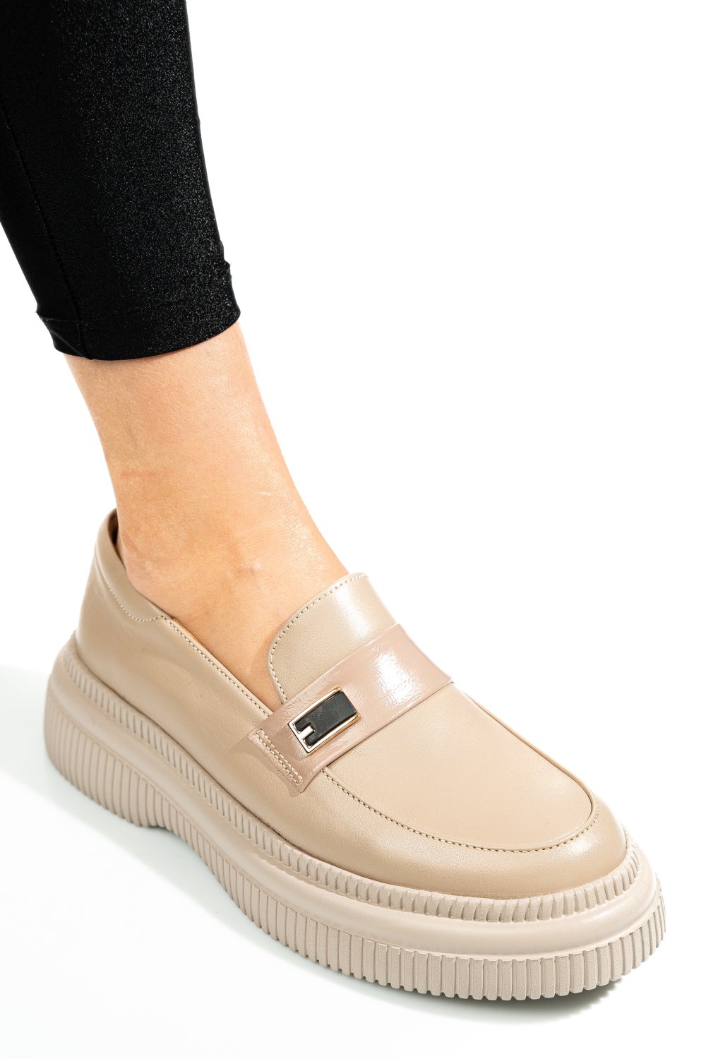 MOCASINI BEJ PIELE NATURALA 2S7751619NP