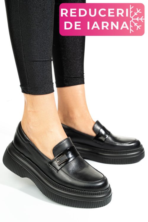 Mocasini negri piele naturala 2s7751619np