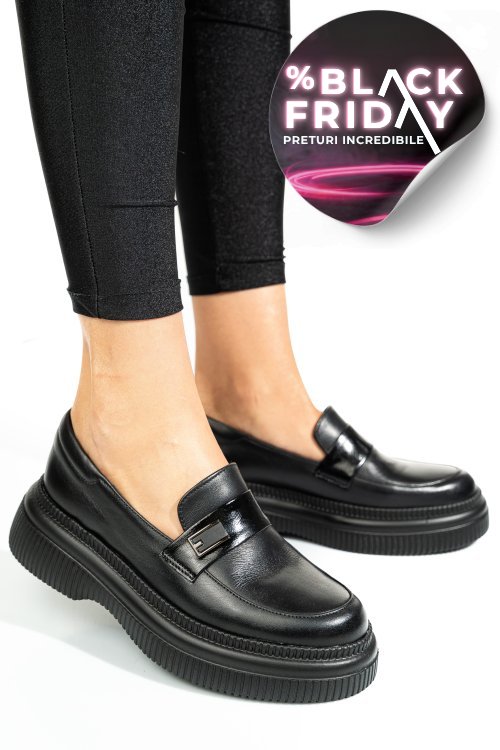 Mocasini negri piele naturala 2s7751619np