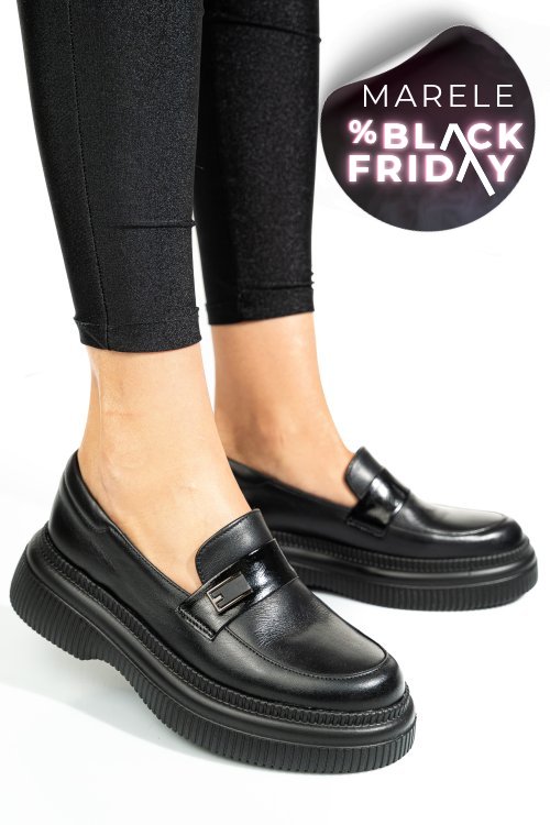 Mocasini negri piele naturala 2s7751619np