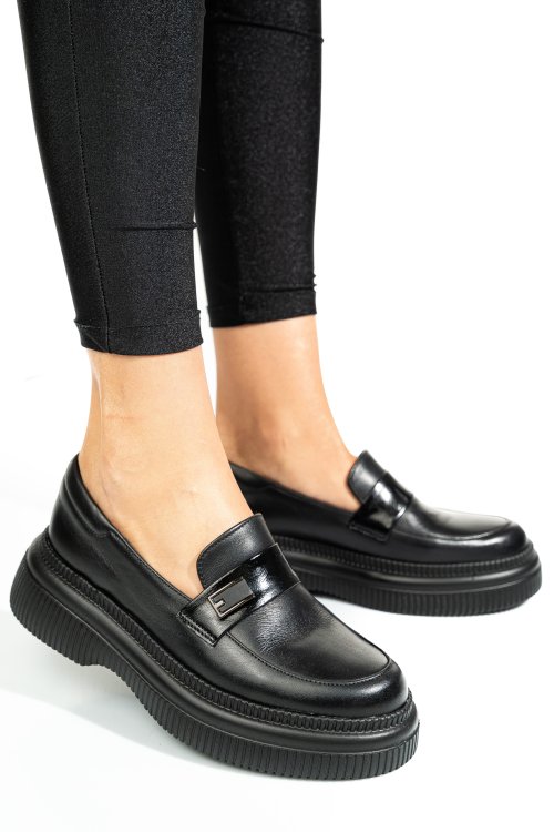 Mocasini negri piele naturala 2s7751619np