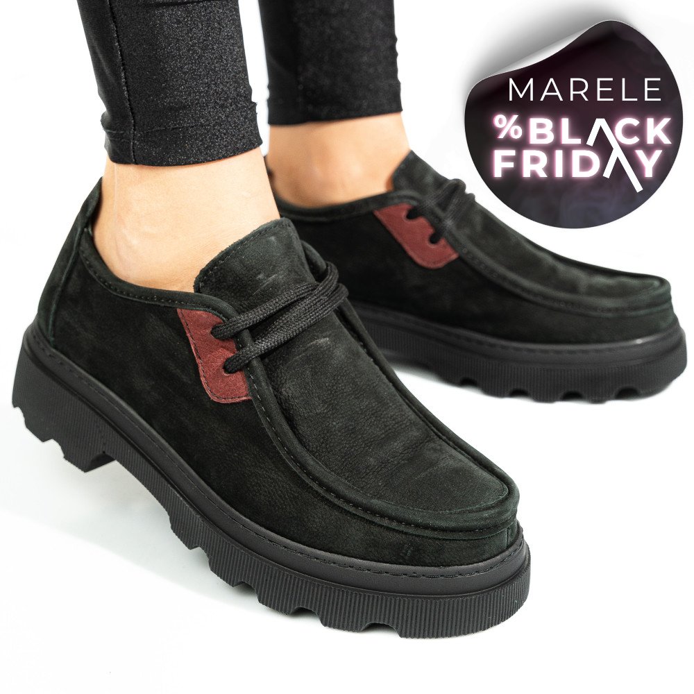 PANTOFI NEGRI PIELE NATURALA NABUK APCKD-9524