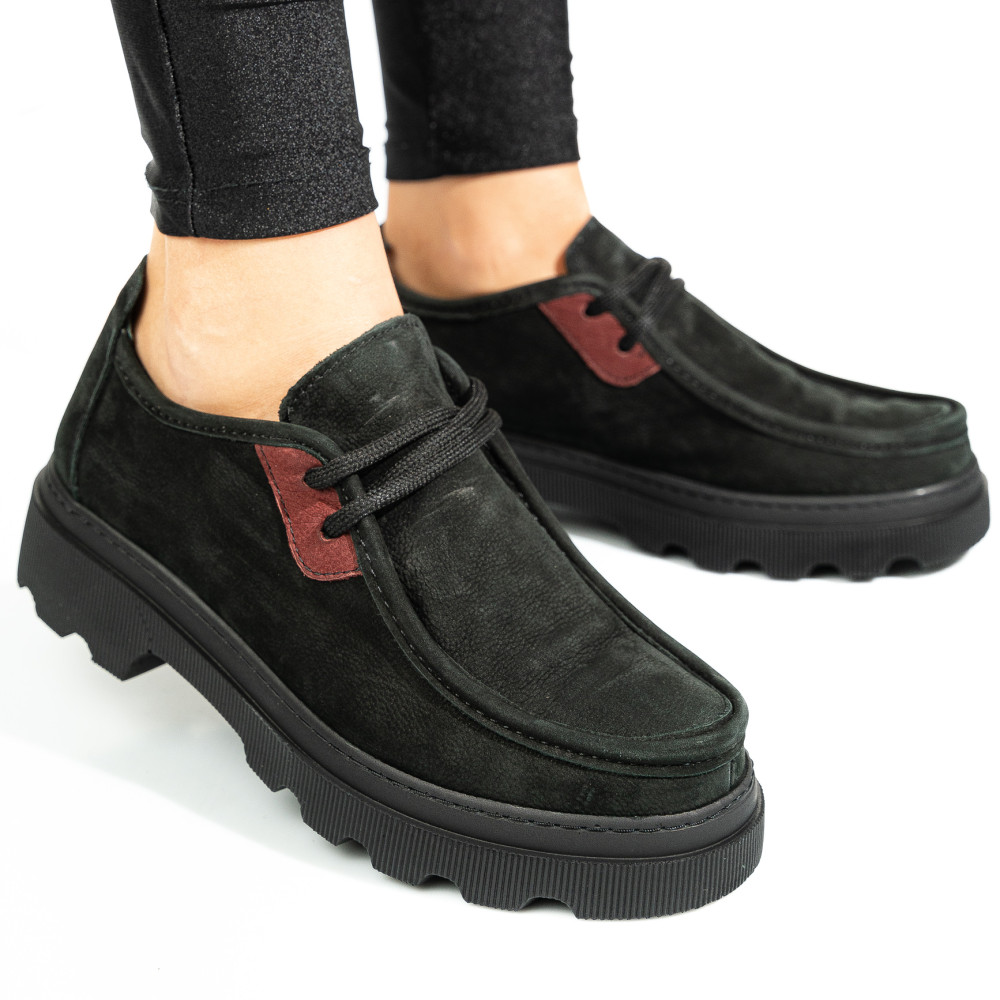 PANTOFI NEGRI PIELE NATURALA NABUK APCKD-9524