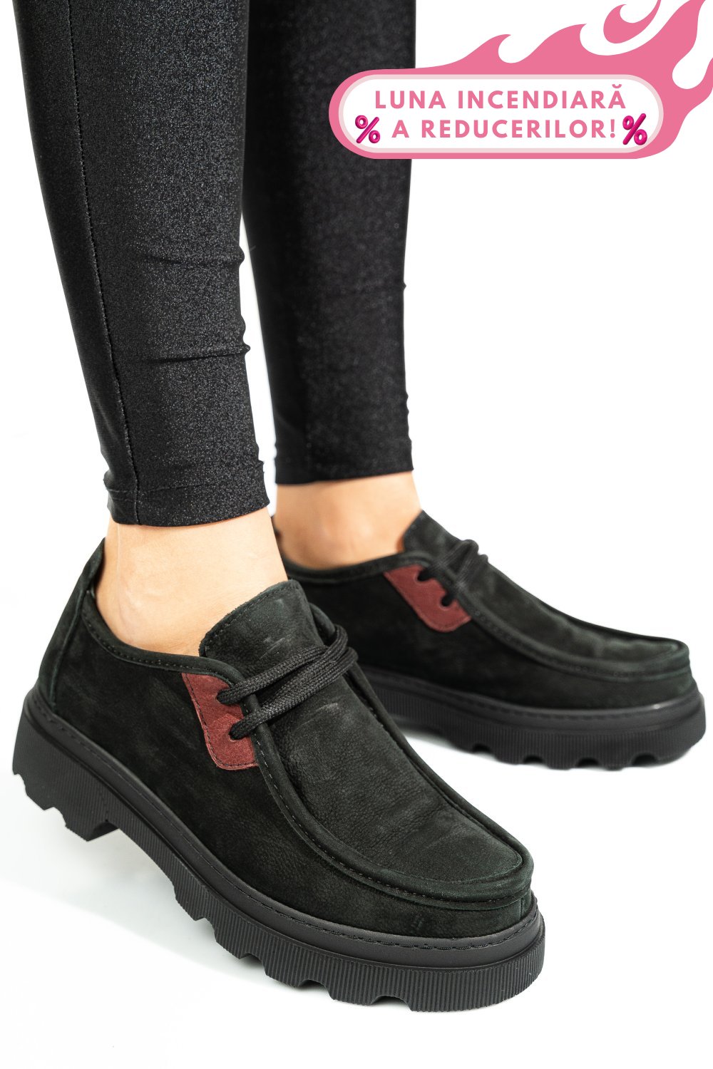 PANTOFI NEGRI PIELE NATURALA NABUK APCKD-9524