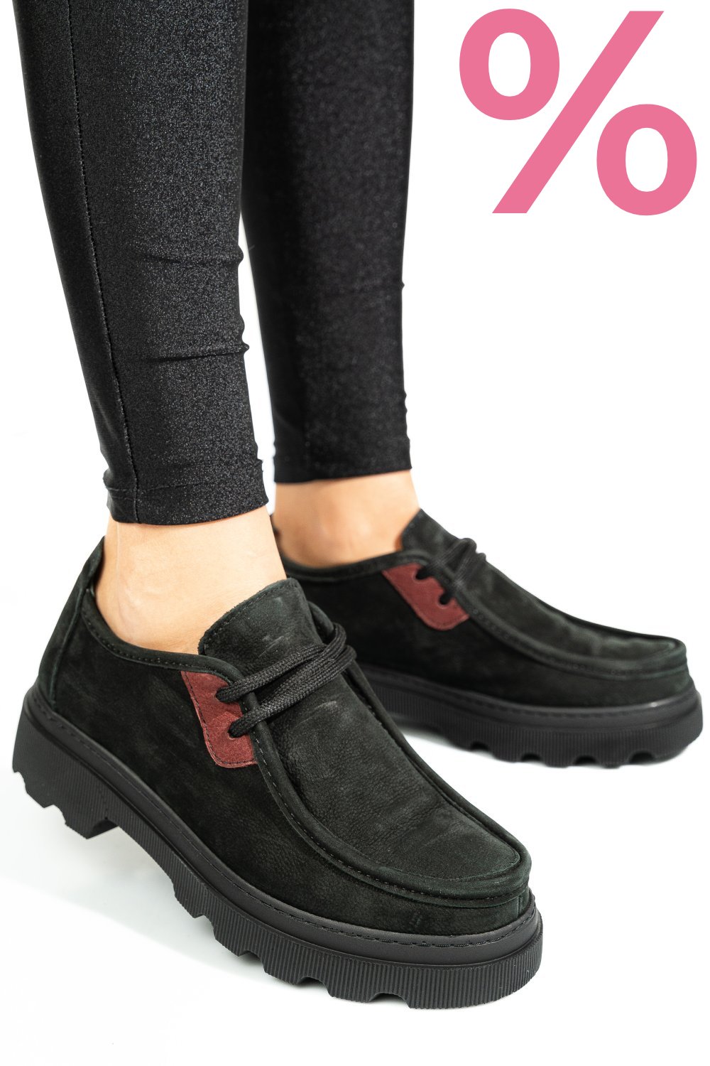 PANTOFI NEGRI PIELE NATURALA NABUK APCKD-9524