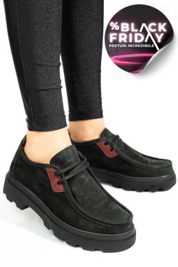 PANTOFI NEGRI PIELE NATURALA NABUK APCKD-9524