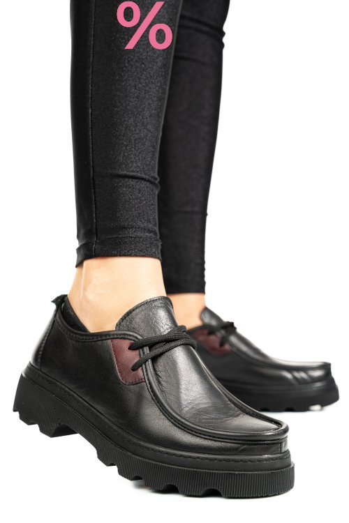 Pantofi negri piele naturala apckd-9524